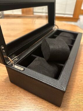 NEW Pottery Barn — Grant Leather 5-Watch Box (Black) w/ Monogram “NS”